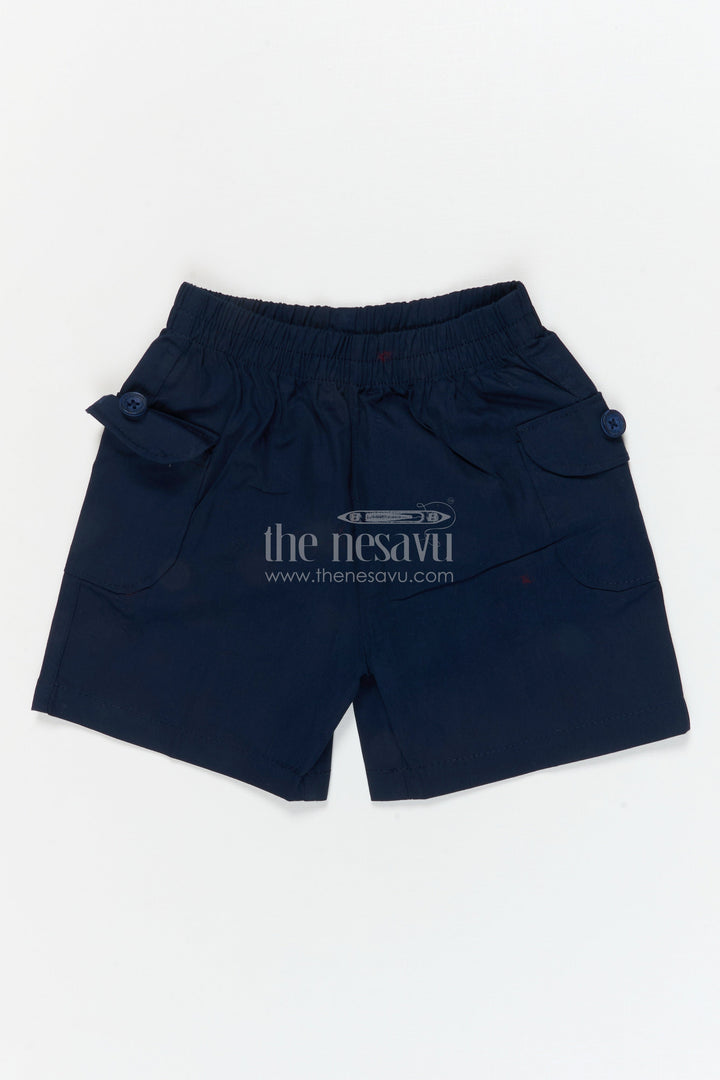 The Nesavu Boys Shorts Boys Cotton Shorts with Back Pockets for School and Casual Wear Nesavu 16 (1Y) / Blue / Cotton BWS072E-16 Nesavu boys everyday cotton shorts with back pockets – perfect for school and casual dressing