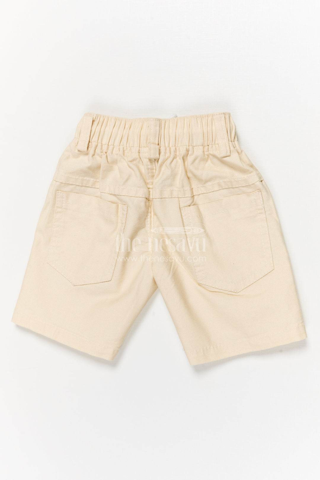 The Nesavu Boys Shorts Boys Cotton Shorts with Drawstring Waist and Cartoon Motif Nesavu Boys casual cotton shorts with cartoon graphic and flexible drawstring waistband