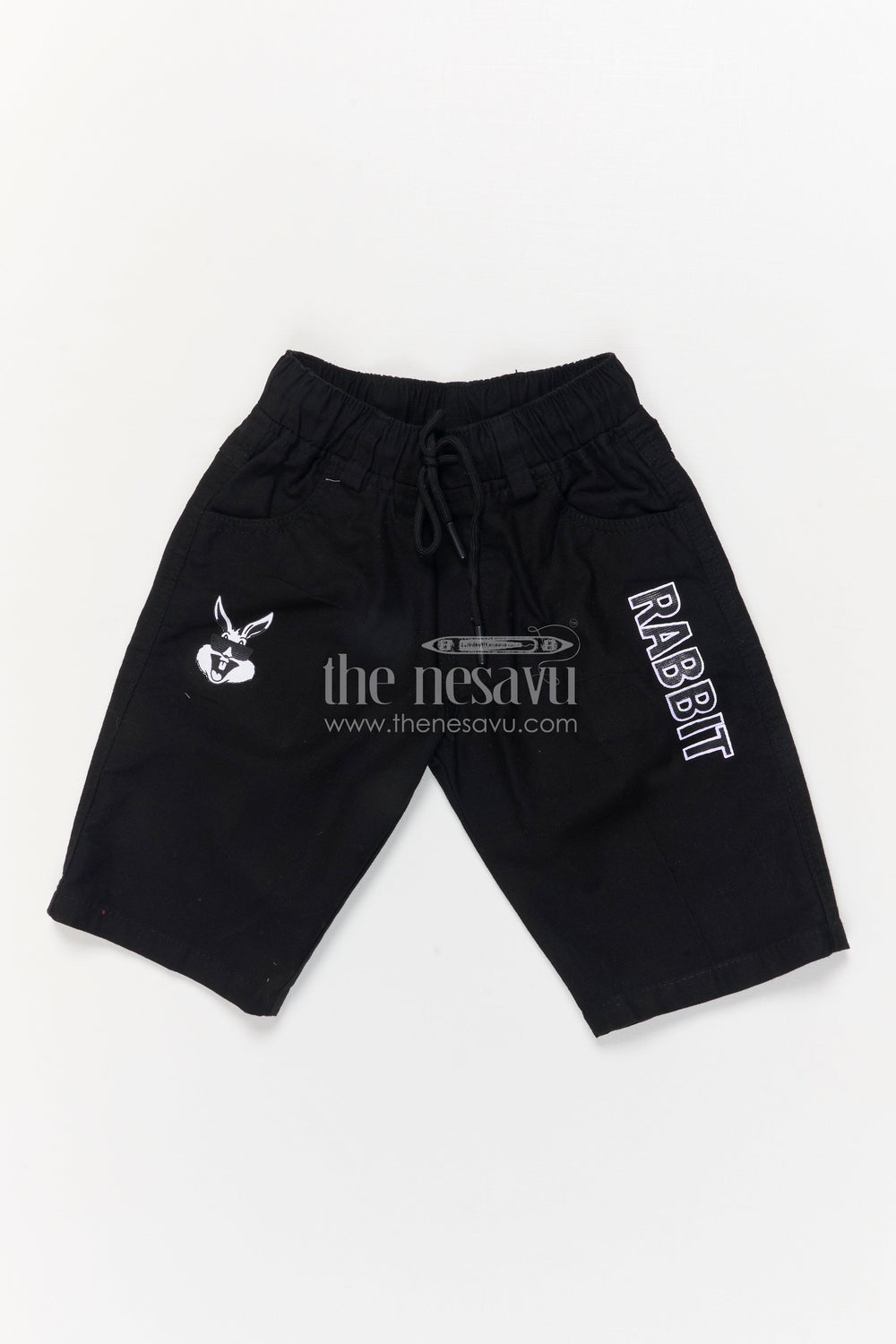 The Nesavu Boys Shorts Boys Cotton Shorts with Elastic Waist and Animated Graphic Print Nesavu 14 (6M) / Black / Cotton BWS066D-14 Boys casual cotton shorts with fun print and drawstring waistband