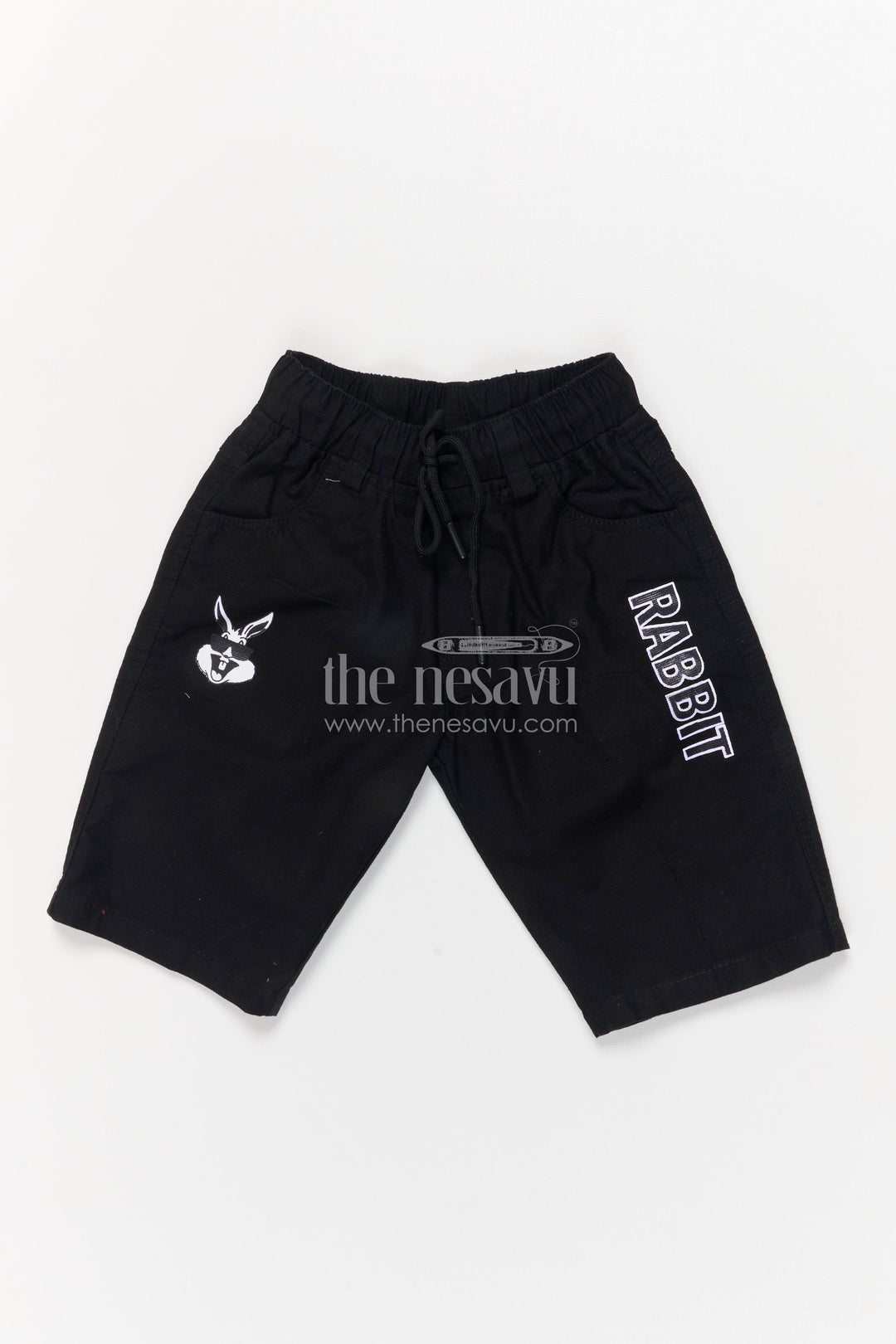 The Nesavu Boys Shorts Boys Cotton Shorts with Elastic Waist and Animated Graphic Print Nesavu 14 (6M) / Black / Cotton BWS066D-14 Boys casual cotton shorts with fun print and drawstring waistband