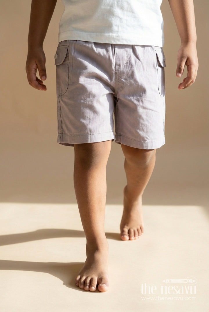 The Nesavu Boys Shorts Boys Cotton Shorts with Elastic Waist for School and Summer Play Nesavu 16 (1Y) / Gray / Cotton BWS072H-16 Nesavu boys cotton shorts with elastic waistband – great for school, casual wear and summer days