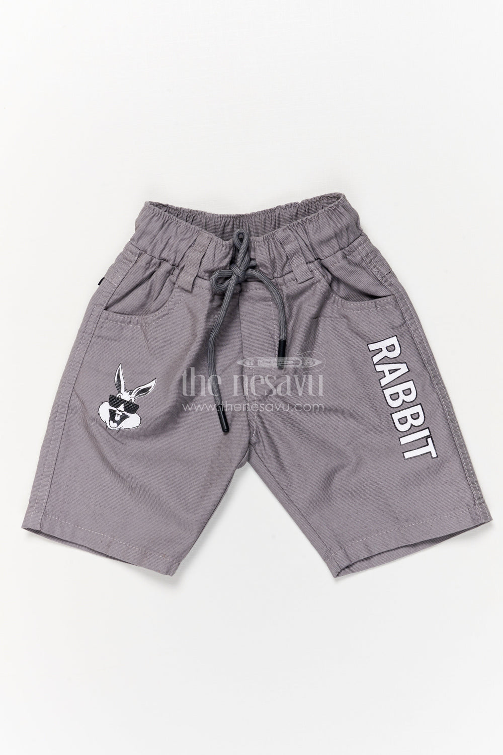 The Nesavu Boys Shorts Boys Cotton Shorts with Fun Cartoon Graphic and Drawstring Waist Nesavu 14 (6M) / Gray / Cotton BWS066A-14 Boys casual cotton shorts with cartoon print and adjustable drawstring waist