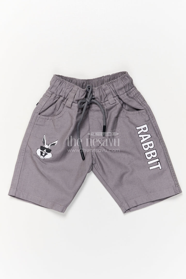 The Nesavu Boys Shorts Boys Cotton Shorts with Fun Cartoon Graphic and Drawstring Waist Nesavu 14 (6M) / Gray / Cotton BWS066A-14 Boys casual cotton shorts with cartoon print and adjustable drawstring waist