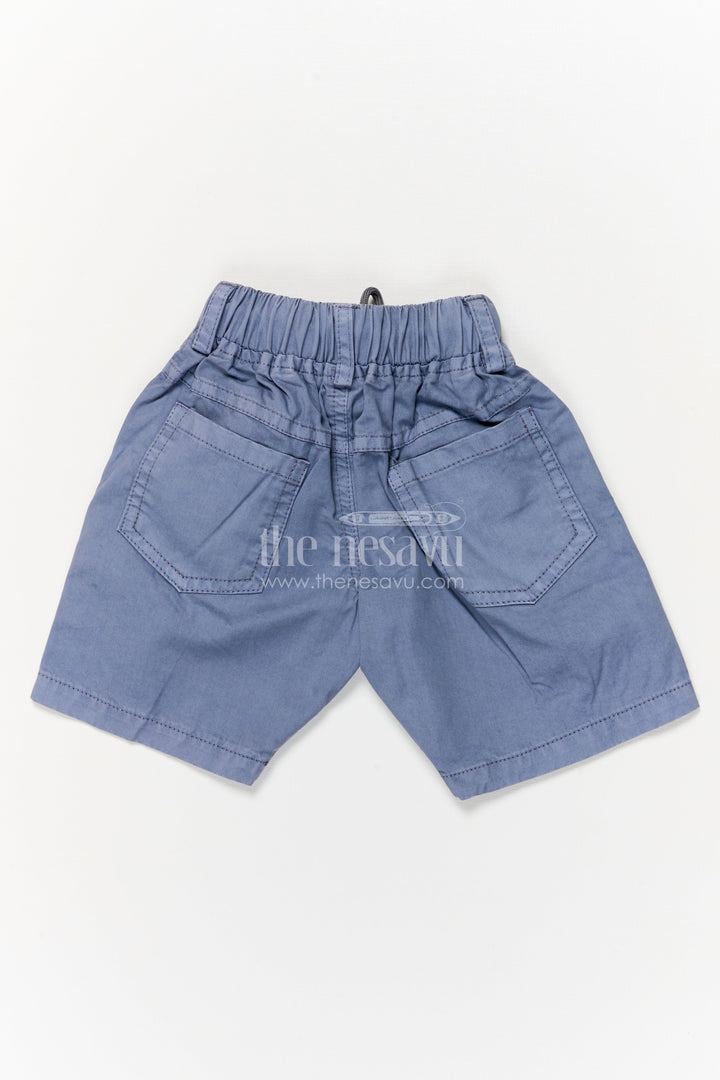 The Nesavu Boys Shorts Boys Cotton Shorts with Game Time Text and Sporty Patchwork Nesavu Boys cotton play shorts with football theme and sporty GAME TIME print