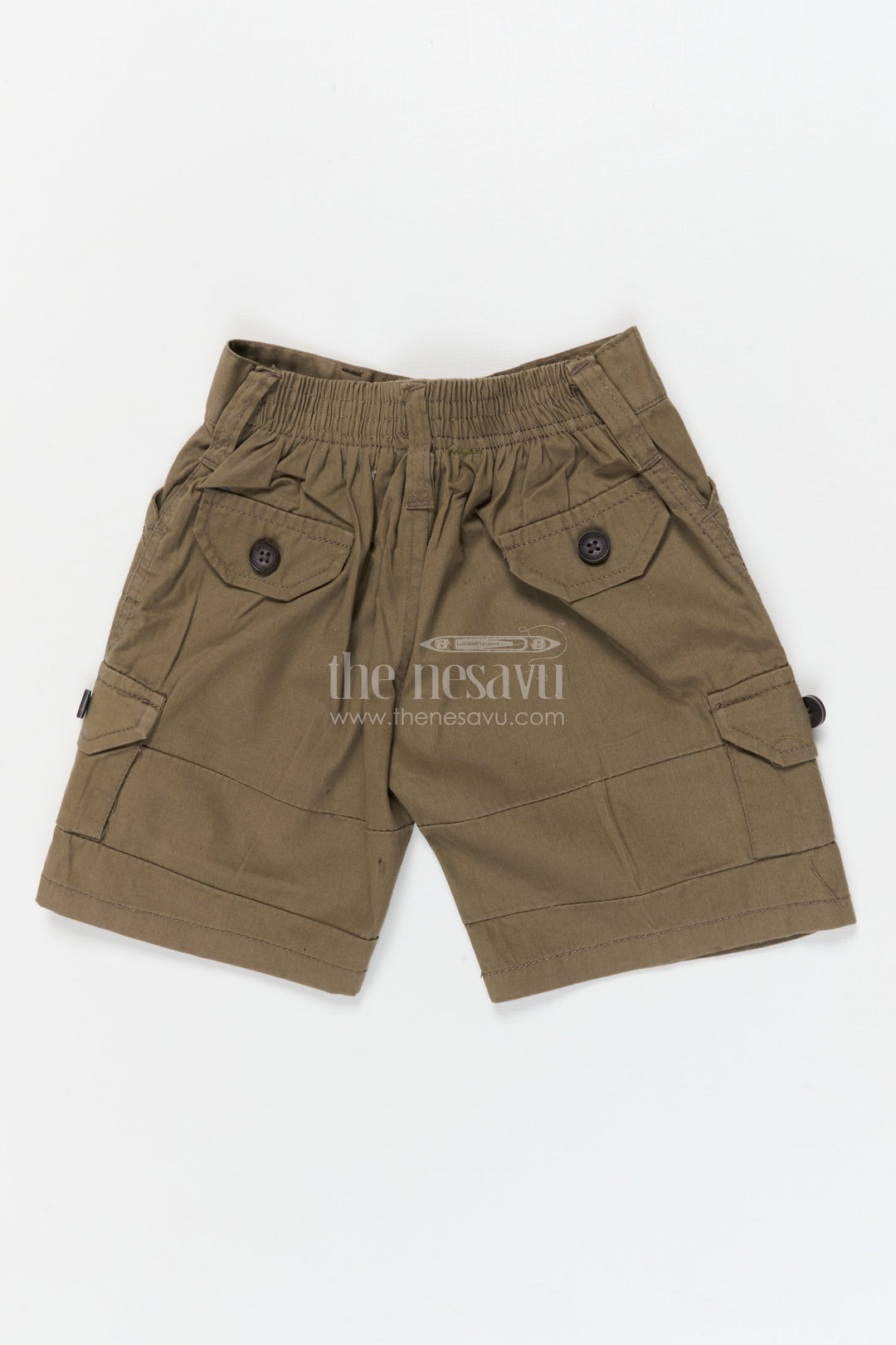 The Nesavu Boys Shorts Boys Cotton Shorts with Side Pockets for Everyday Movement Nesavu 16 (1Y) / Green / Cotton BWS074B-16 Nesavu cotton shorts for boys with utility design – perfect for active days, school and more
