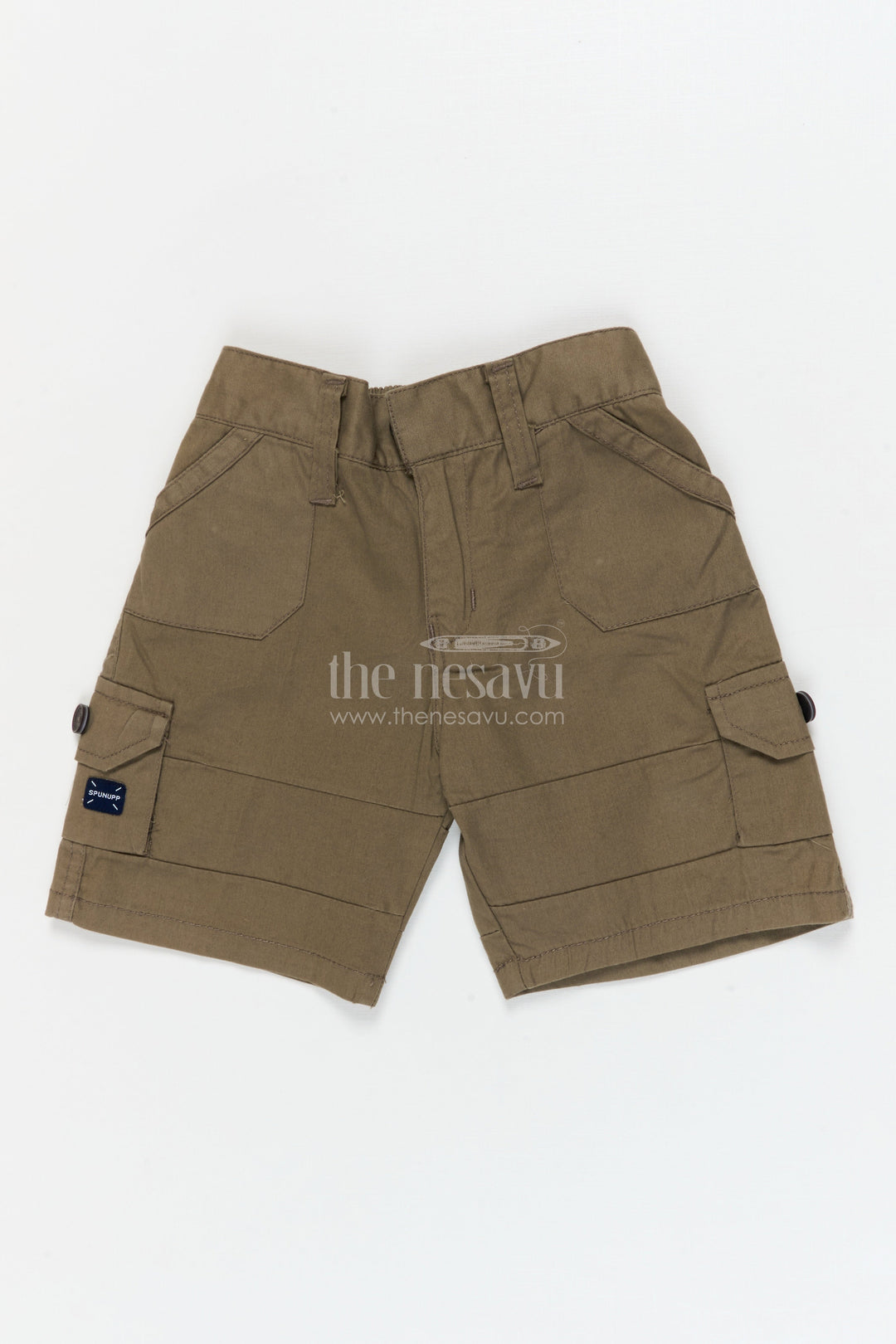 The Nesavu Boys Shorts Boys Cotton Shorts with Side Pockets for Everyday Movement Nesavu 16 (1Y) / Green / Cotton BWS074B-16 Nesavu cotton shorts for boys with utility design – perfect for active days, school and more