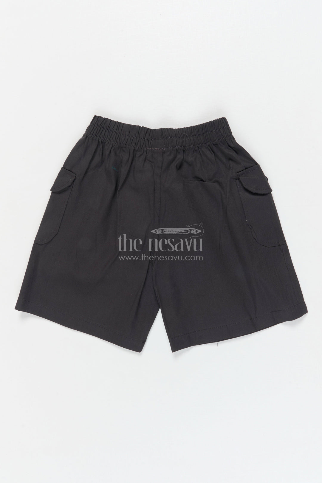 The Nesavu Boys Shorts Boys Cotton Shorts with Soft Waistband for Play and School Nesavu 16 (1Y) / Gray / Cotton BWS072B-16 Nesavu boys cotton shorts with soft waistband and flap pockets – perfect for school and daily wear