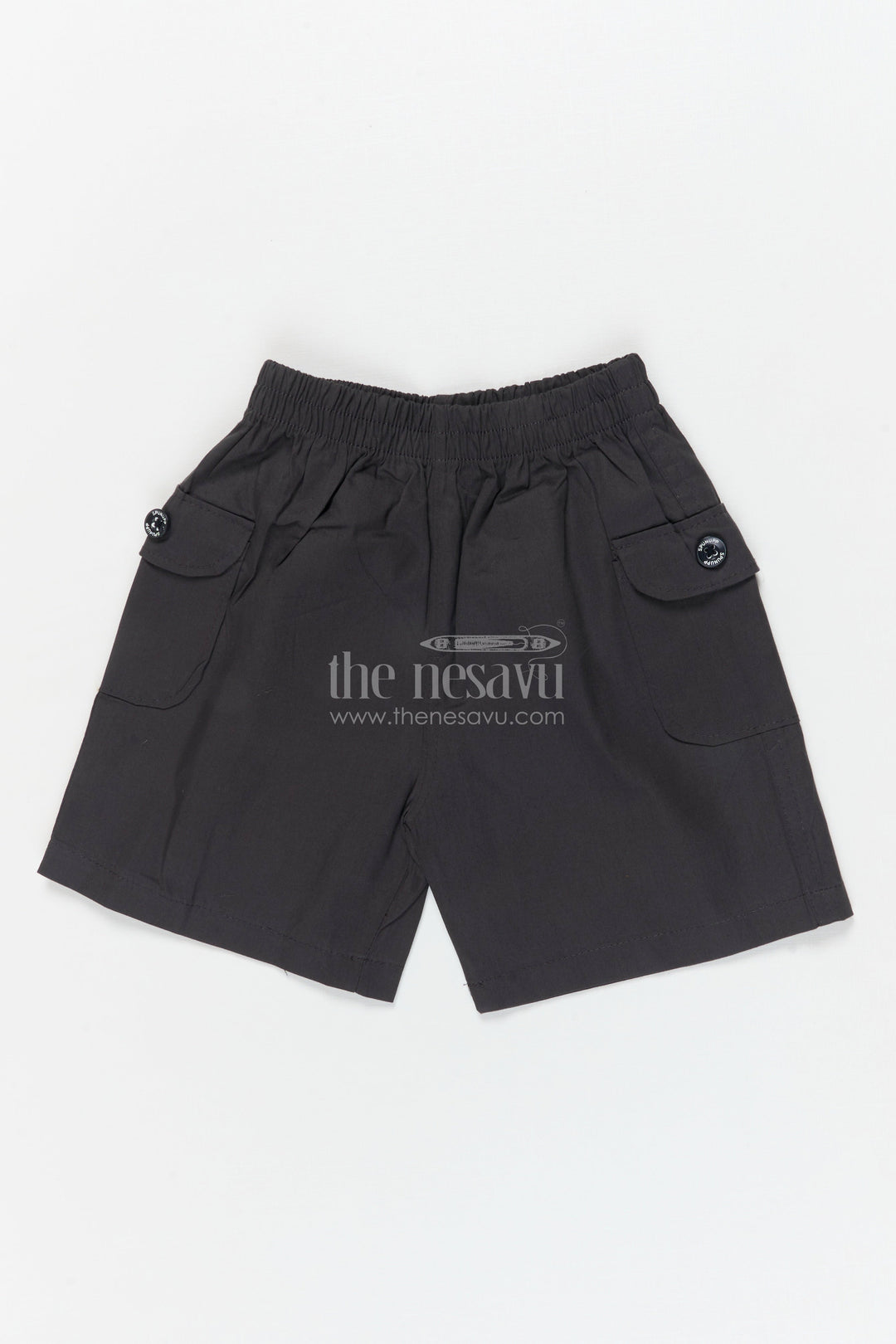 The Nesavu Boys Shorts Boys Cotton Shorts with Soft Waistband for Play and School Nesavu 16 (1Y) / Gray / Cotton BWS072B-16 Nesavu boys cotton shorts with soft waistband and flap pockets – perfect for school and daily wear
