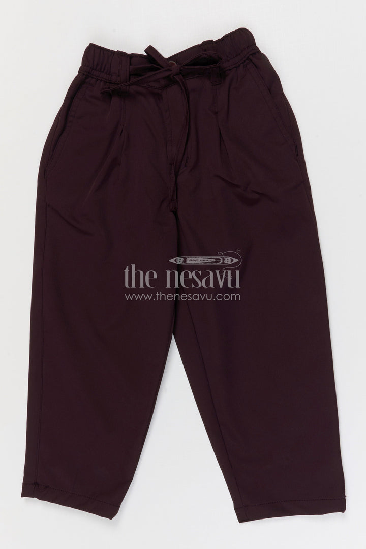 The Nesavu Boys Pant Boys Cotton Twill Pants for School and Everyday Wear Nesavu 22 (4Y) / Maroon / Cotton BWP028E-22 Nesavu boys cotton twill pants for school and everyday casual kids wear