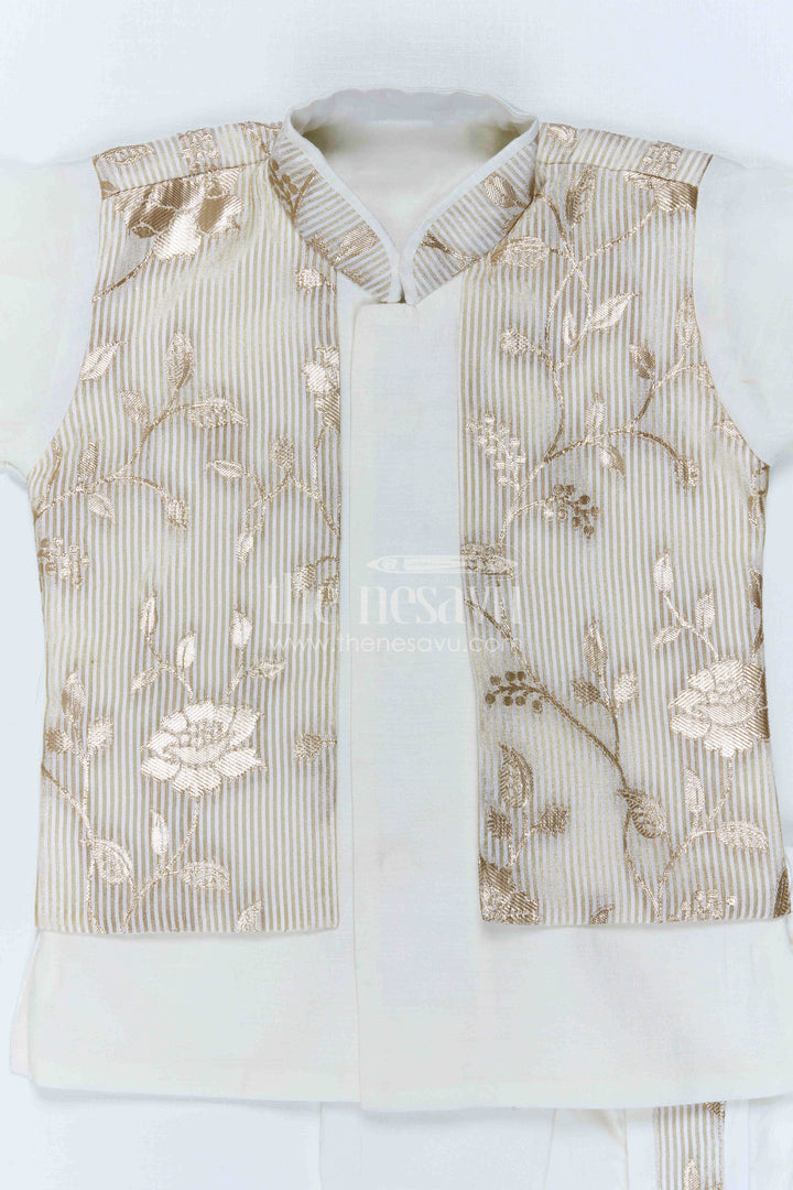 The Nesavu Boys Jacket Sets Boys Designer Jacket Set for Festive Wedding Celebrations Nesavu Nesavu Boys Designer Jacket Set With Floral Ethnic Detailing For Festive Wedding Celebrations