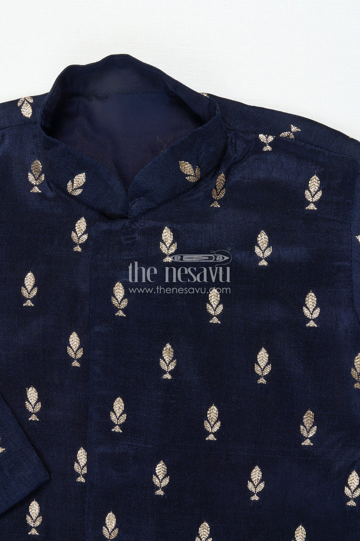 The Nesavu Boys Dothi Set Boys Dhoti Kurta Set for Festive Celebrations and Traditional Functions Nesavu Nesavu boys silk blend dhoti kurta embroidered detailing festive functions rituals