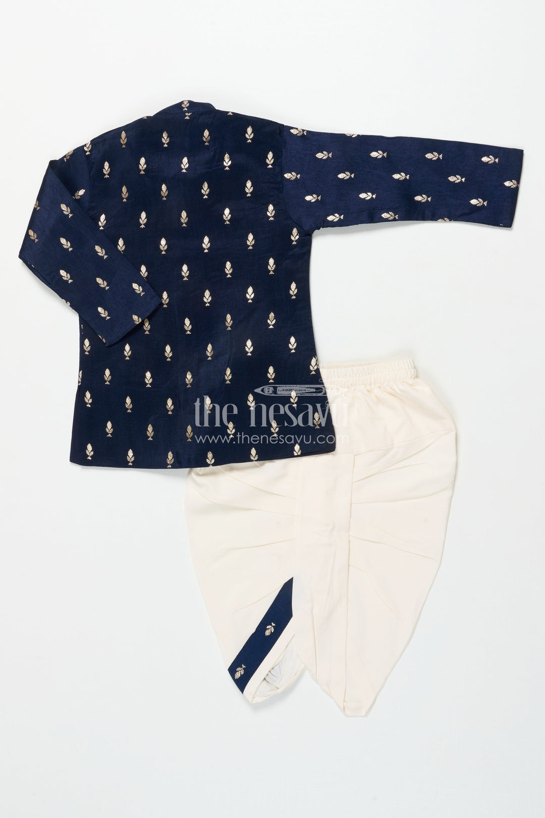 The Nesavu Boys Dothi Set Boys Dhoti Kurta Set for Festive Celebrations and Traditional Functions Nesavu Nesavu boys silk blend dhoti kurta embroidered detailing festive functions rituals