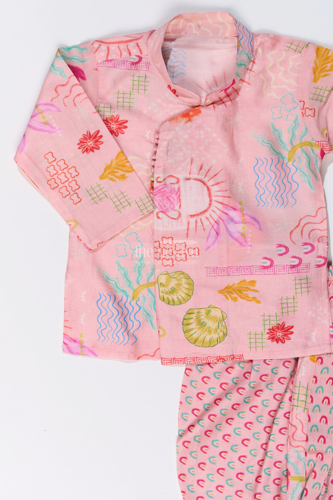 The Nesavu Boys Dothi Set Boys Dhoti Kurta with Floral Printed Cotton Fabric for Traditional and Festive Wear Nesavu Nesavu Boys Dhoti Kurta Floral Printed Cotton Fabric Traditional Festive Wear