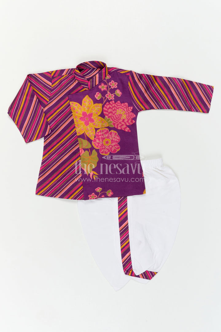 The Nesavu Boys Dothi Set Boys Dhoti Set for Ethnic Day and Festive School Celebrations Nesavu Nesavu Boys Dhoti Set For Ethnic Day And Festive Wear With Digital Print Top And Comfortable Fit