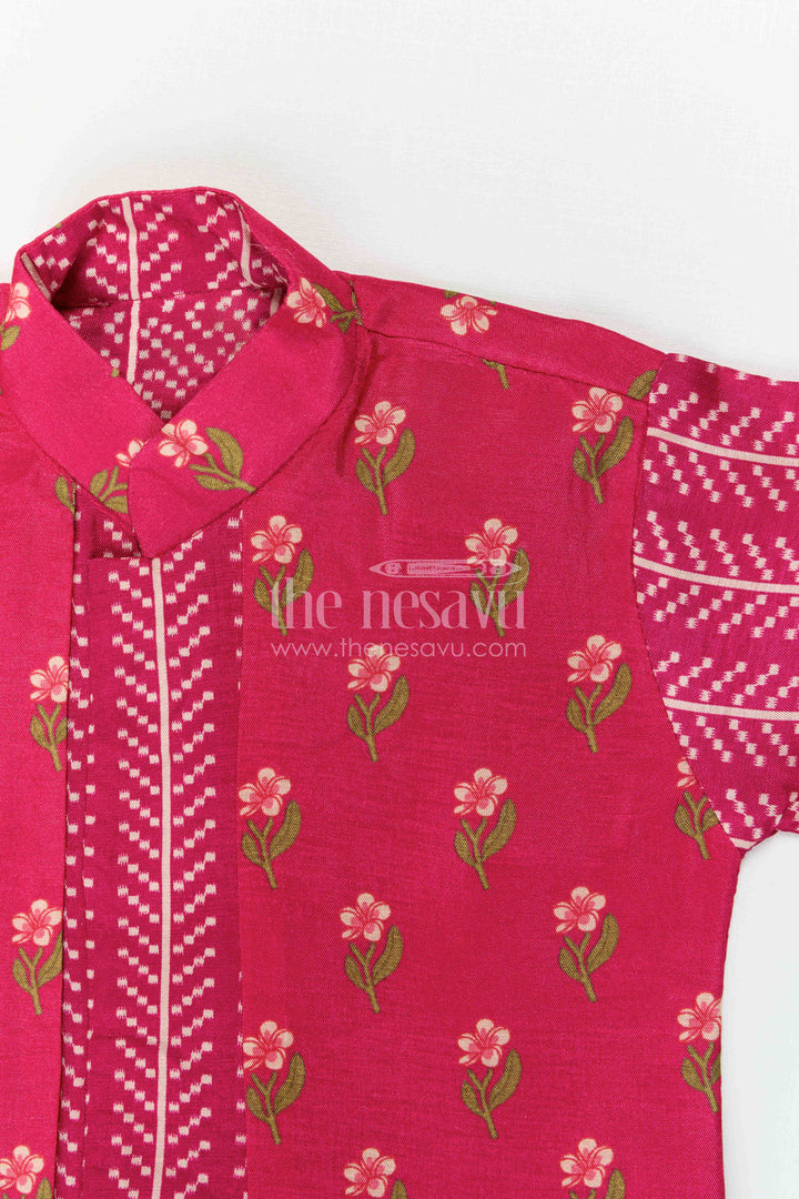 The Nesavu Boys Dothi Set Boys Dhoti Set for Ethnic Day and Festive School Functions Nesavu Nesavu Boys Dhoti Set For Ethnic Day And Festive Wear With Digital Print Top And Comfortable Fit