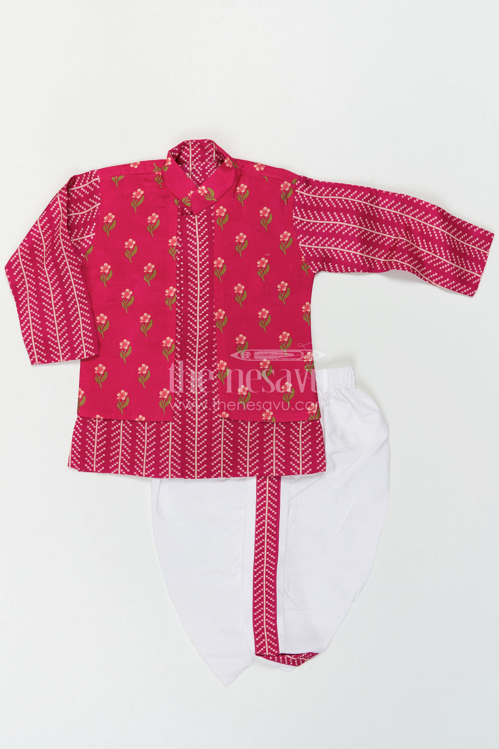 The Nesavu Boys Dothi Set Boys Dhoti Set for Ethnic Day and Festive School Functions Nesavu Nesavu Boys Dhoti Set For Ethnic Day And Festive Wear With Digital Print Top And Comfortable Fit