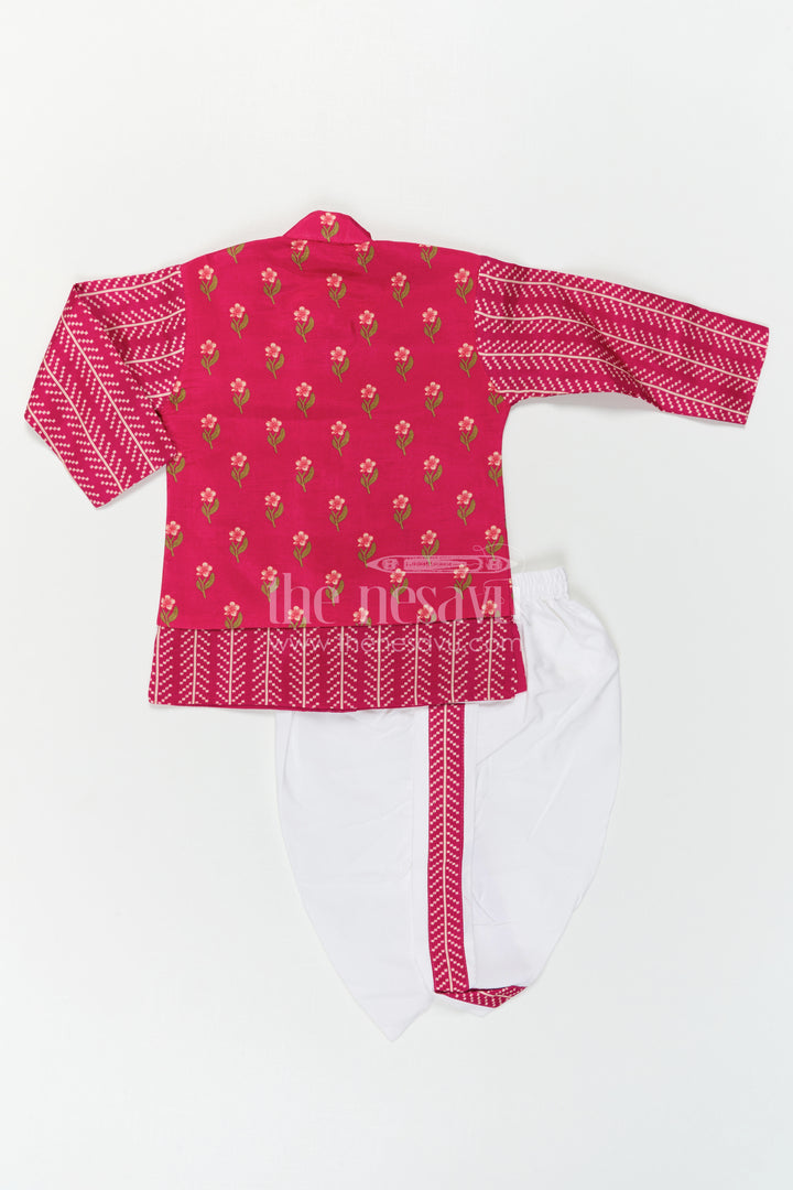 The Nesavu Boys Dothi Set Boys Dhoti Set for Ethnic Day and Festive School Functions Nesavu Nesavu Boys Dhoti Set For Ethnic Day And Festive Wear With Digital Print Top And Comfortable Fit