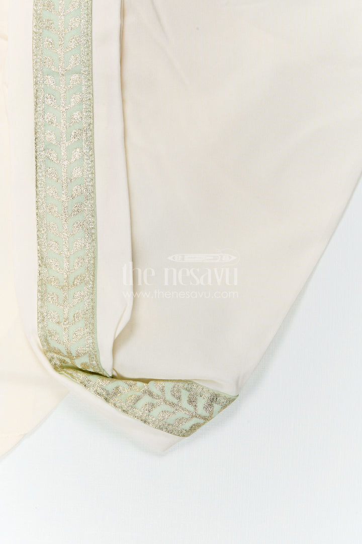 The Nesavu Boys Dothi Set Boys Dhoti Set for Ethnic Day and Traditional School Events Nesavu Nesavu Boys Dhoti Set For Ethnic Day With Zari Design Top And Comfortable Traditional Outfit
