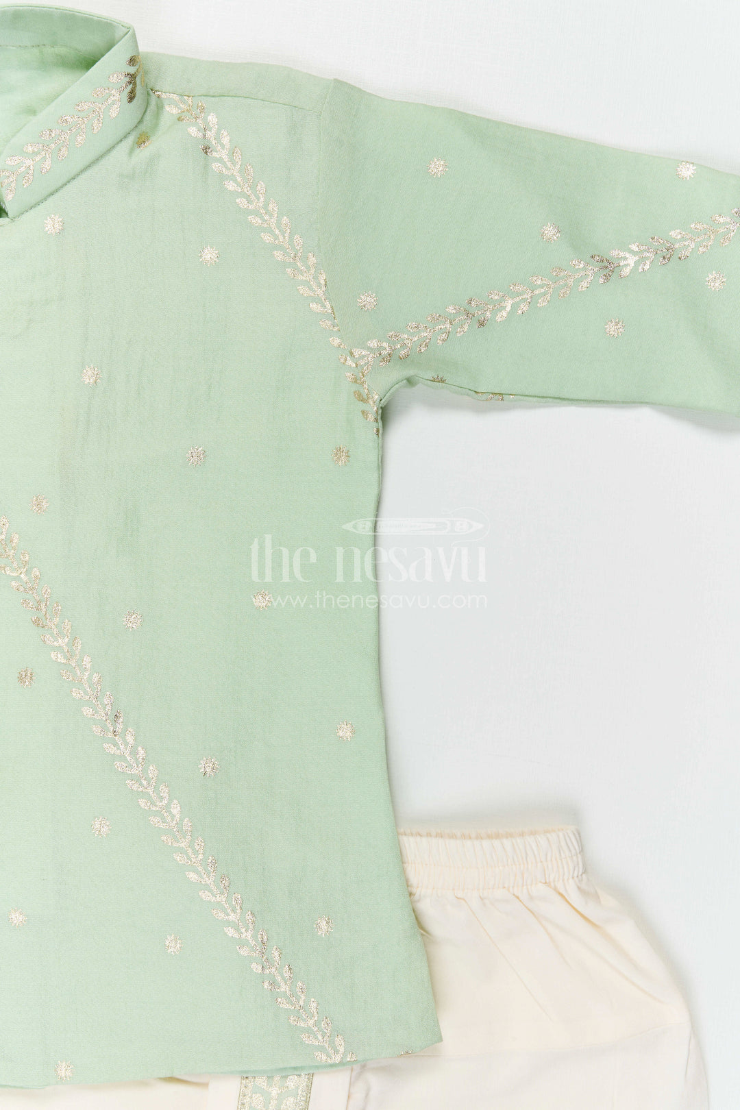 The Nesavu Boys Dothi Set Boys Dhoti Set for Ethnic Day and Traditional School Events Nesavu Nesavu Boys Dhoti Set For Ethnic Day With Zari Design Top And Comfortable Traditional Outfit