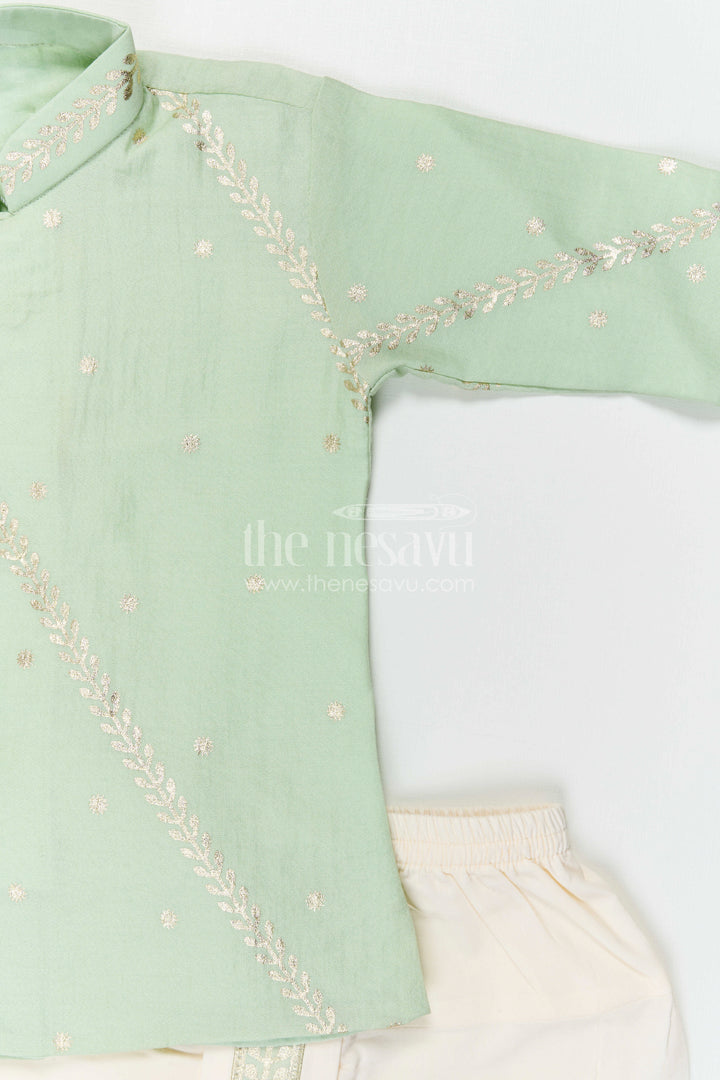The Nesavu Boys Dothi Set Boys Dhoti Set for Ethnic Day and Traditional School Events Nesavu Nesavu Boys Dhoti Set For Ethnic Day With Zari Design Top And Comfortable Traditional Outfit