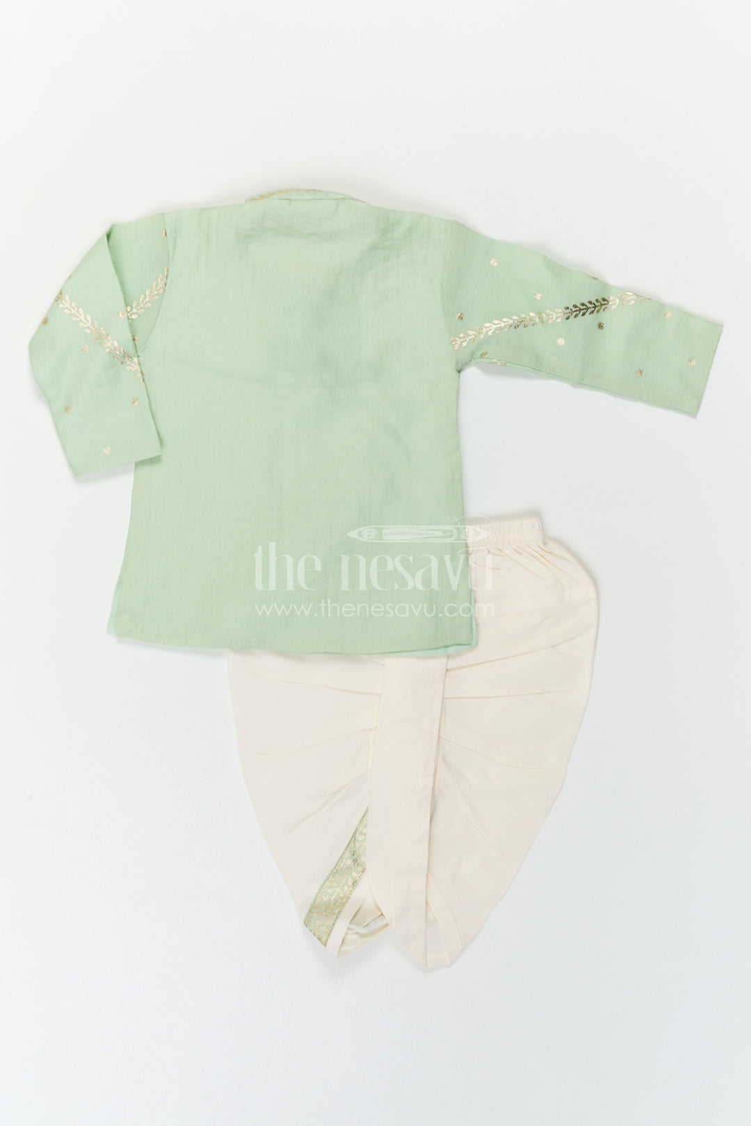 The Nesavu Boys Dothi Set Boys Dhoti Set for Ethnic Day and Traditional School Events Nesavu Nesavu Boys Dhoti Set For Ethnic Day With Zari Design Top And Comfortable Traditional Outfit