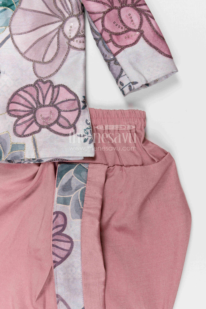 The Nesavu Boys Dothi Set Boys Dhoti Set for Festive Celebrations and Traditional Ceremonies Nesavu Nesavu boys viscose blend silk dhoti set with digital print jacket for festive celebrations