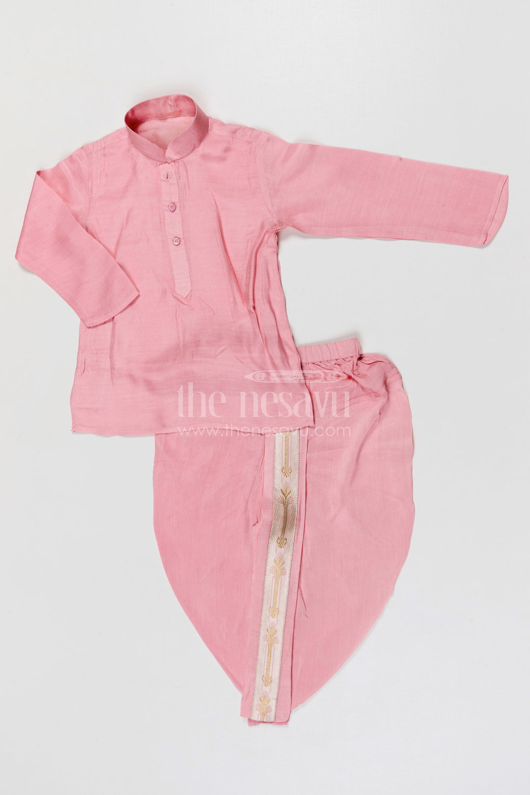 The Nesavu Boys Dothi Set Boys Dhoti Set for Naming Ceremony and Festive Occasions Nesavu Nesavu boys silk cotton dhoti set with designer jacket for naming ceremony and festive wear