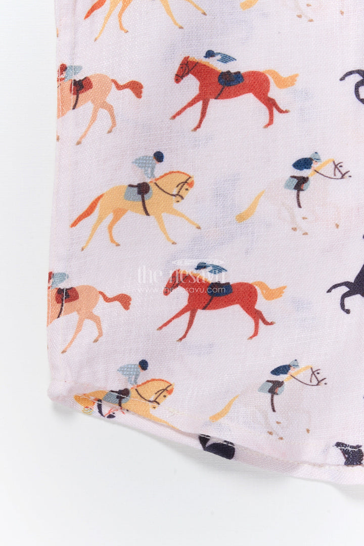 The Nesavu Boys Linen Shirt Boys Digital Animal Print Linen Shirt for Everyday Adventures Nesavu Nesavu boys linen shirt digital animal print playful outings everyday style