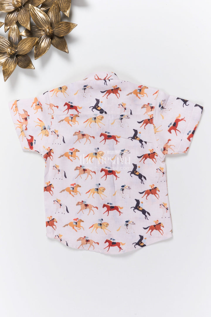 The Nesavu Boys Linen Shirt Boys Digital Animal Print Linen Shirt for Everyday Adventures Nesavu Nesavu boys linen shirt digital animal print playful outings everyday style