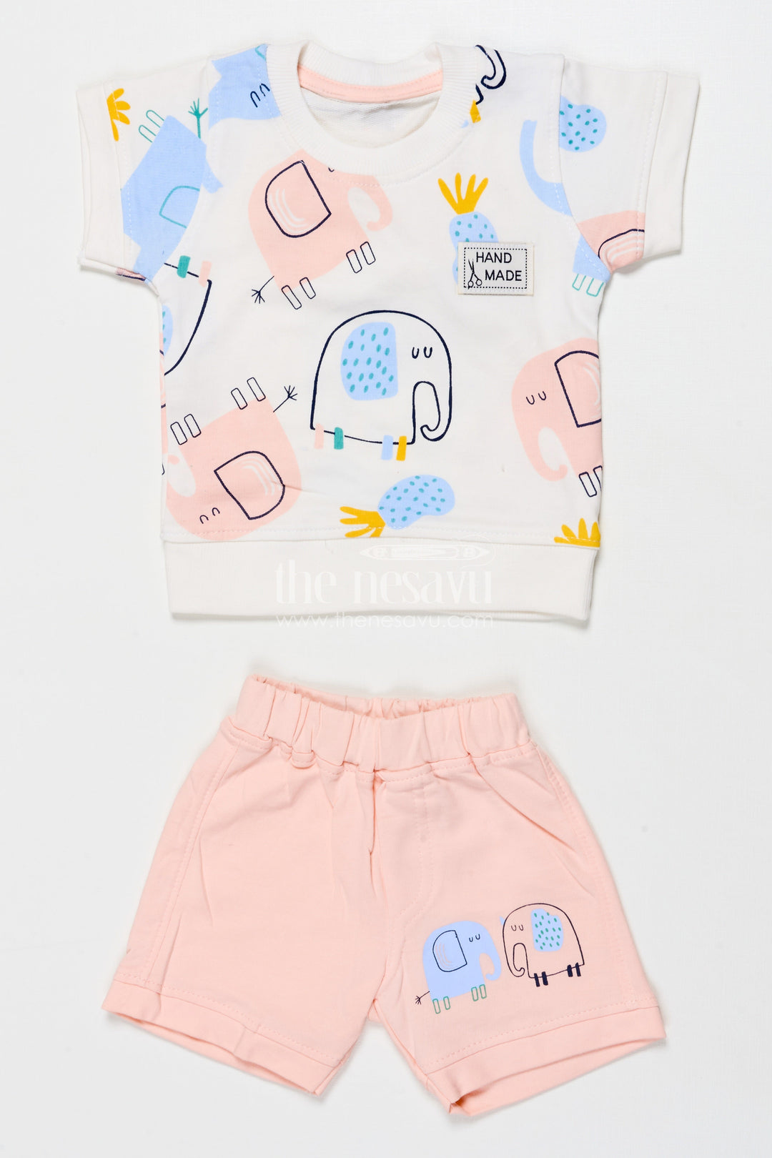 The Nesavu Boys Casual Set Boys Digital Print Cotton Set for Playful Moments and Daily Comfort Nesavu 12 (3M) / Pink BCS515A-12 Nesavu boys digital print cotton casual set shorts everyday wear playful styling