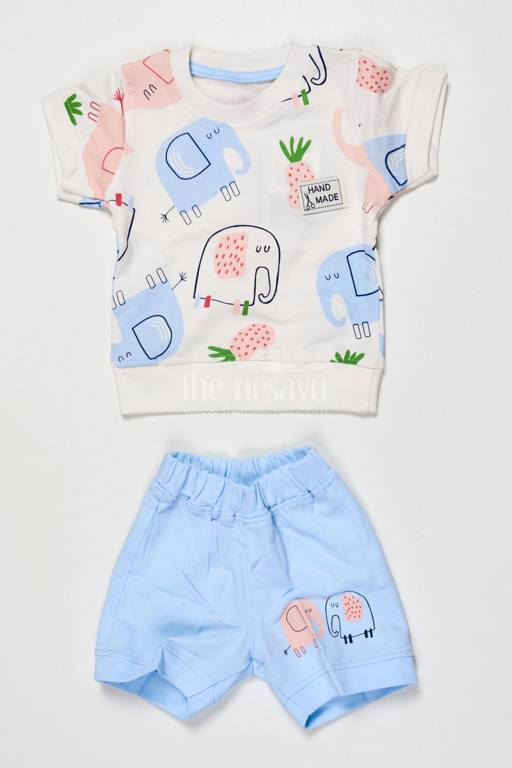 The Nesavu Boys Casual Set Boys Digital Print Cotton Set for Summer Comfort and Play Nesavu 12 (3M) / Blue BCS515B-12 Nesavu boys cotton casual set digital print top shorts summer outings play
