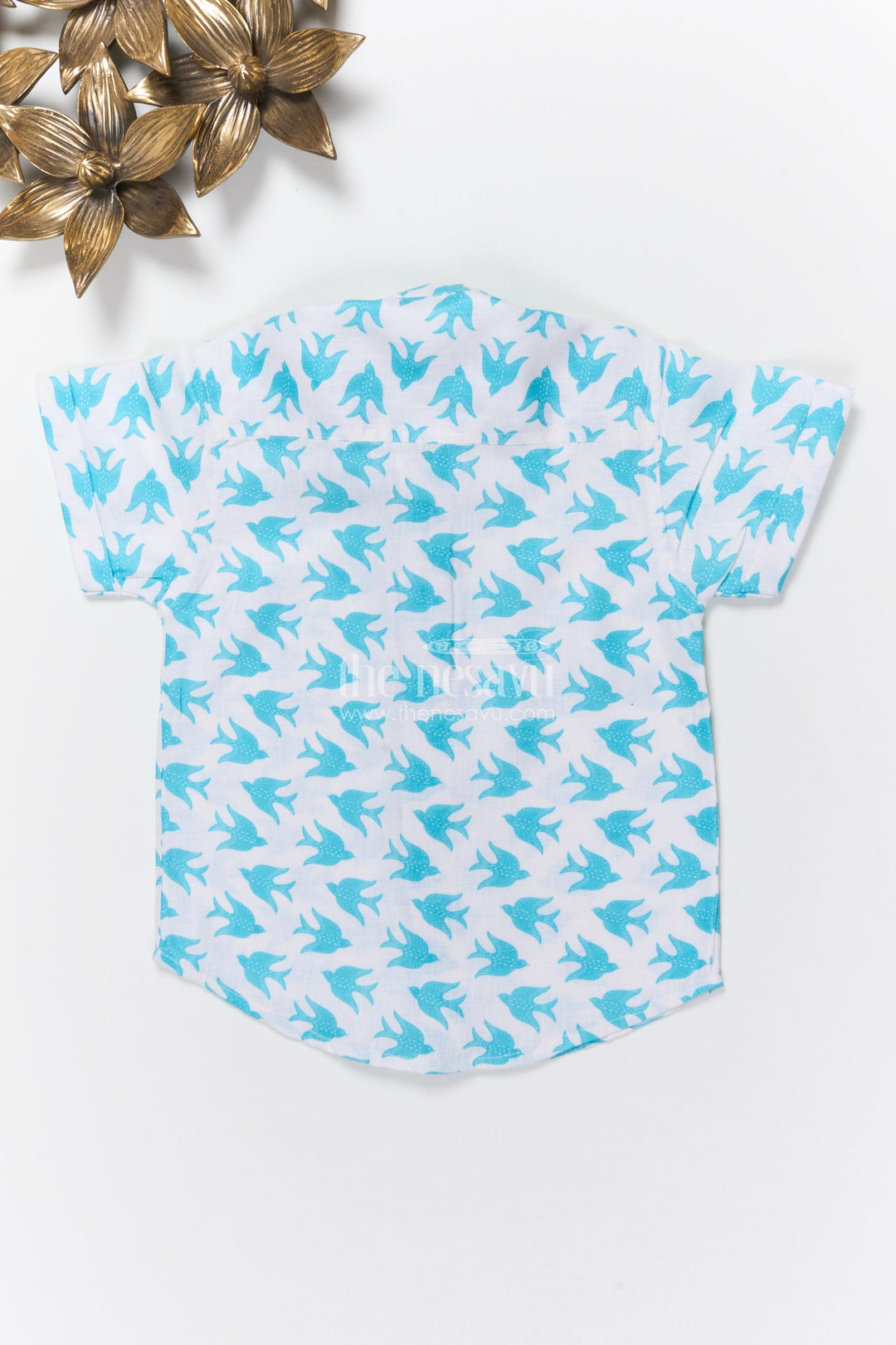 The Nesavu Boys Linen Shirt Boys Digital Print Linen Shirt for Summer Outings and Playdates Nesavu Nesavu boys bird print linen shirt summer playdates casual wear school outings