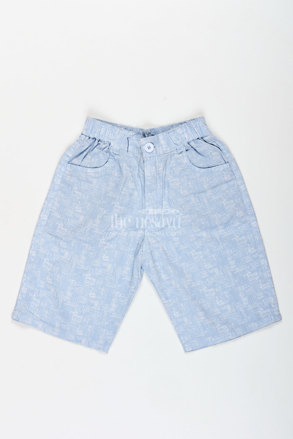 The Nesavu Boys Shorts Boys Digital Printed Shorts in Blue with Soft Cotton Blend and Relaxed Fit for Everyday Comfort Nesavu 26 (6Y) / Blue BWS020CB-26 Nesavu Boys Blue Digital Printed Shorts Cotton Blend Relaxed Fit Daily Wear