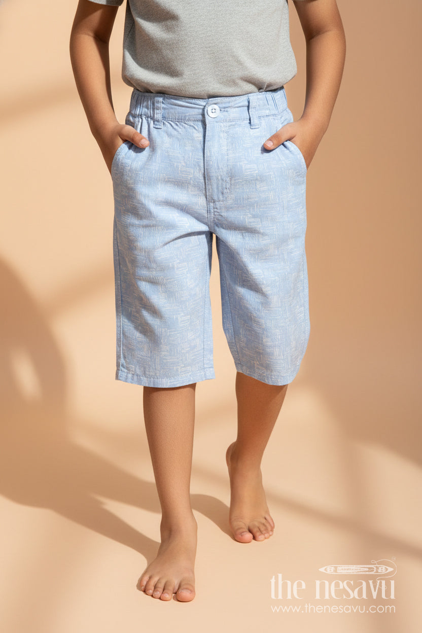 The Nesavu Boys Shorts Boys Digital Printed Shorts in Blue with Soft Cotton Blend and Relaxed Fit for Everyday Comfort Nesavu 26 (6Y) / Blue BWS020CB-26 Nesavu Boys Blue Digital Printed Shorts Cotton Blend Relaxed Fit Daily Wear