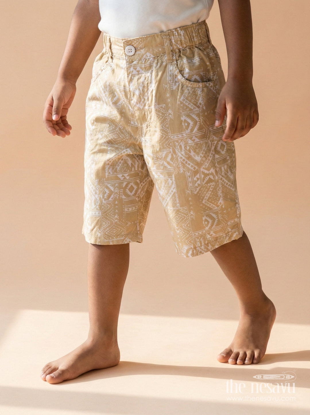 The Nesavu Boys Shorts Boys Digital Printed Shorts in Yellow Cotton Blend with Lightweight Feel and Stylish Fit Nesavu 26 (6Y) / Yellow BWS022AB-26 Nesavu Yellow Boys Digital Printed Cotton Shorts Lightweight Comfort Playful Design