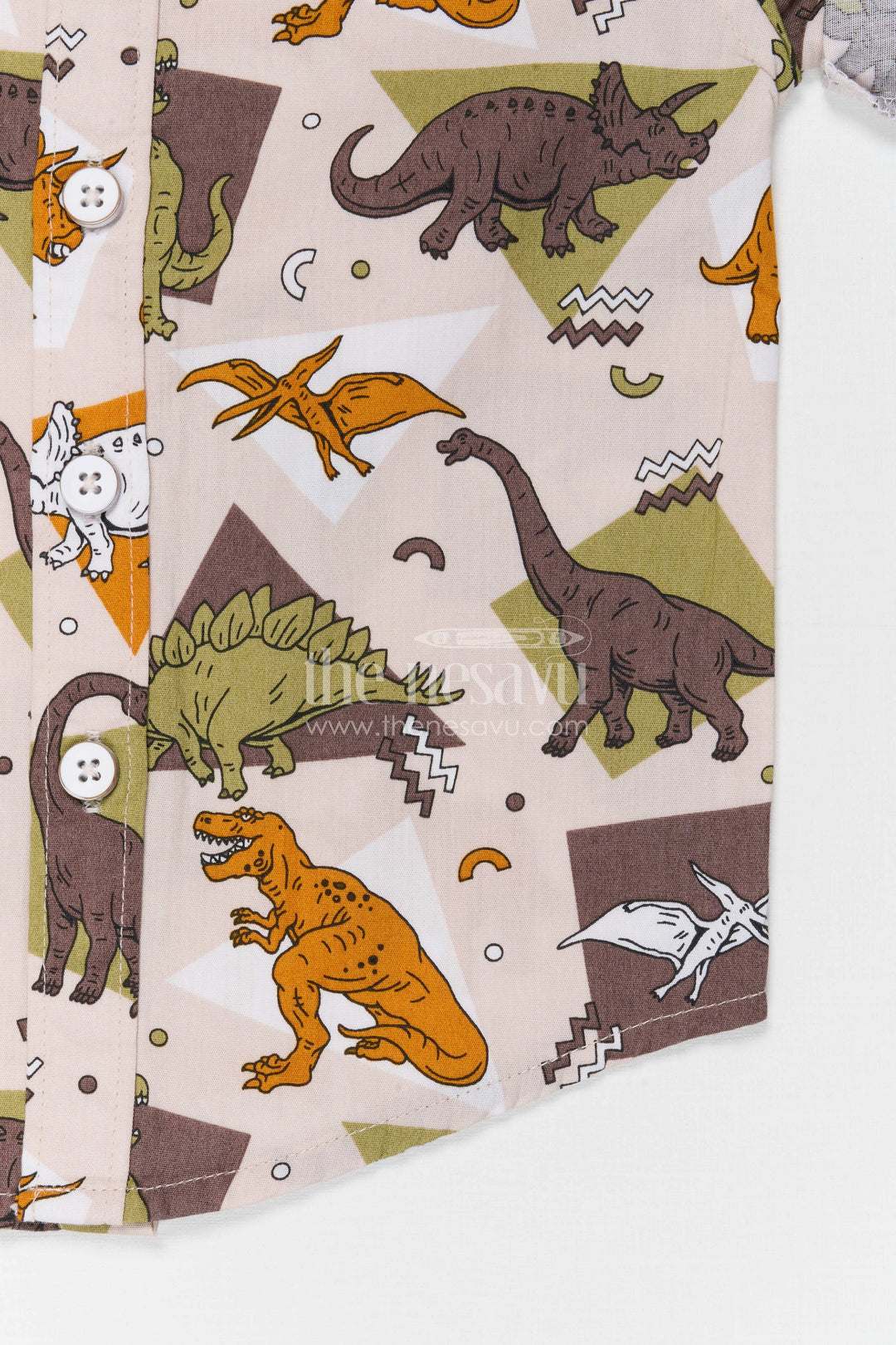The Nesavu Boys Cotton Shirt Boys Dinosaur Print Type Cotton Shirt for Casual Outings and Playtime Nesavu Nesavu boys cotton dinosaur print shirt playful casual outfit for kids everyday wear