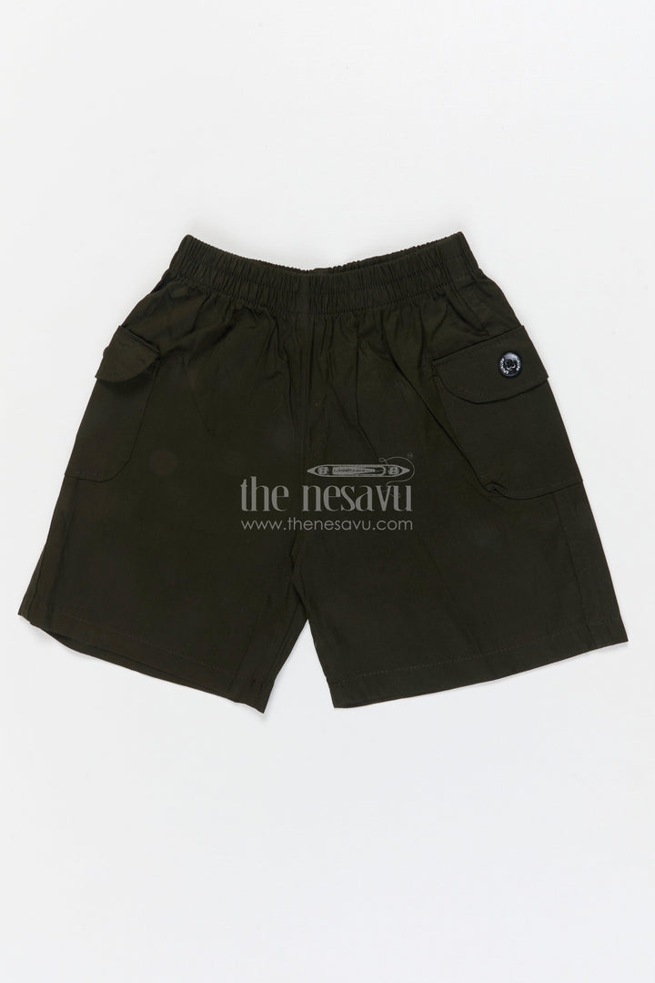 The Nesavu Boys Shorts Boys Easy-wear Cotton Shorts with Elastic Waist and Pocket Detailing Nesavu 16 (1Y) / Green / Cotton BWS072D-16 Nesavu boys cotton shorts with elastic waistband and flap pocket detail – great for everyday adventures