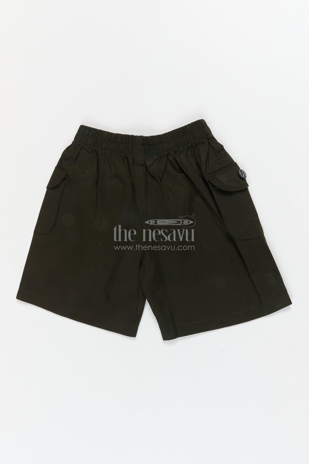 The Nesavu Boys Shorts Boys Easy-wear Cotton Shorts with Elastic Waist and Pocket Detailing Nesavu 16 (1Y) / Green / Cotton BWS072D-16 Nesavu boys cotton shorts with elastic waistband and flap pocket detail – great for everyday adventures