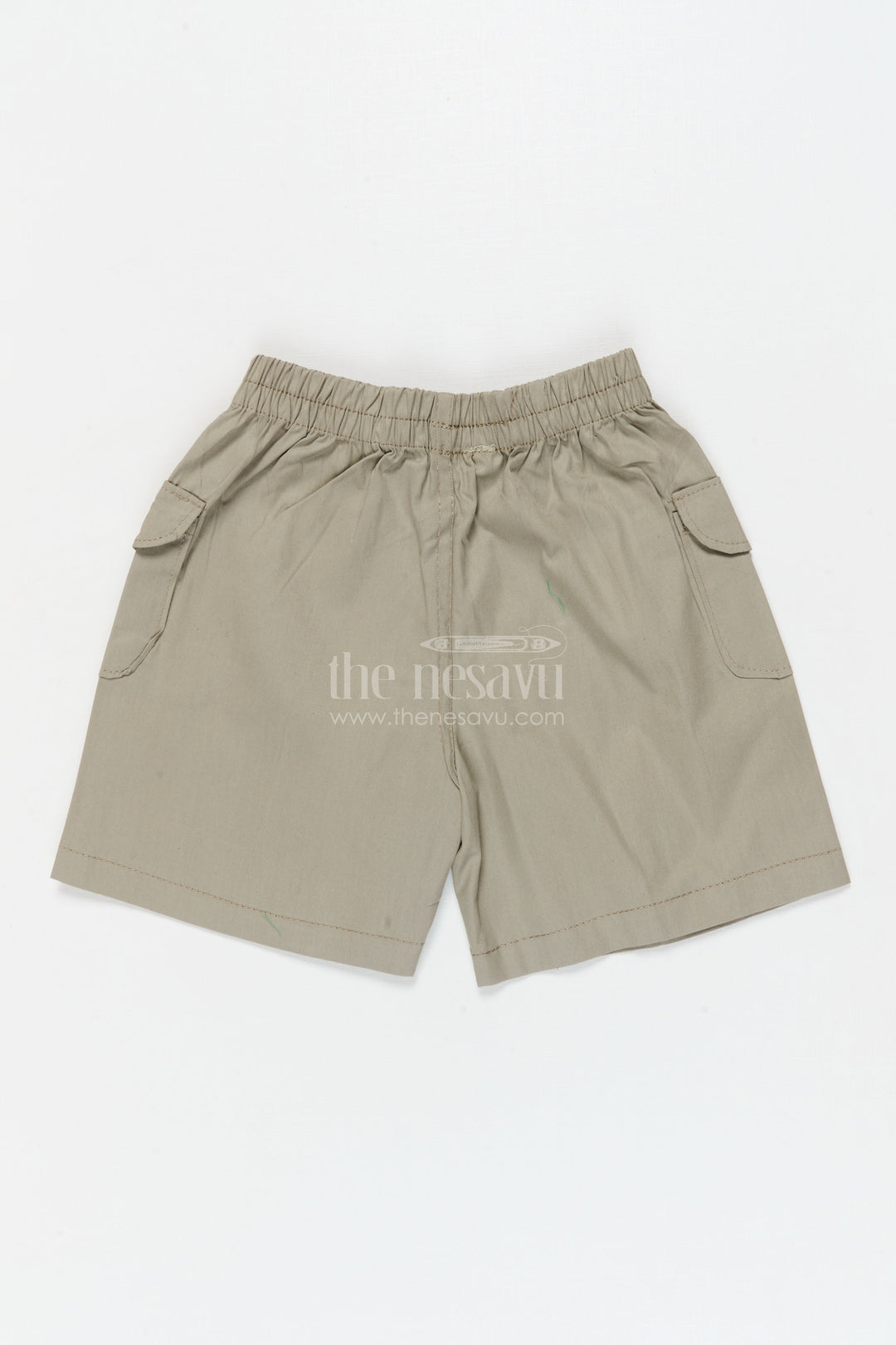 The Nesavu Boys Shorts Boys Elastic Waist Cotton Shorts with Flap Pockets for Everyday Comfort Nesavu 16 (1Y) / Green / Cotton BWS072A-16 Nesavu boys cotton shorts with elastic waist and flap pockets – great for school and summer play