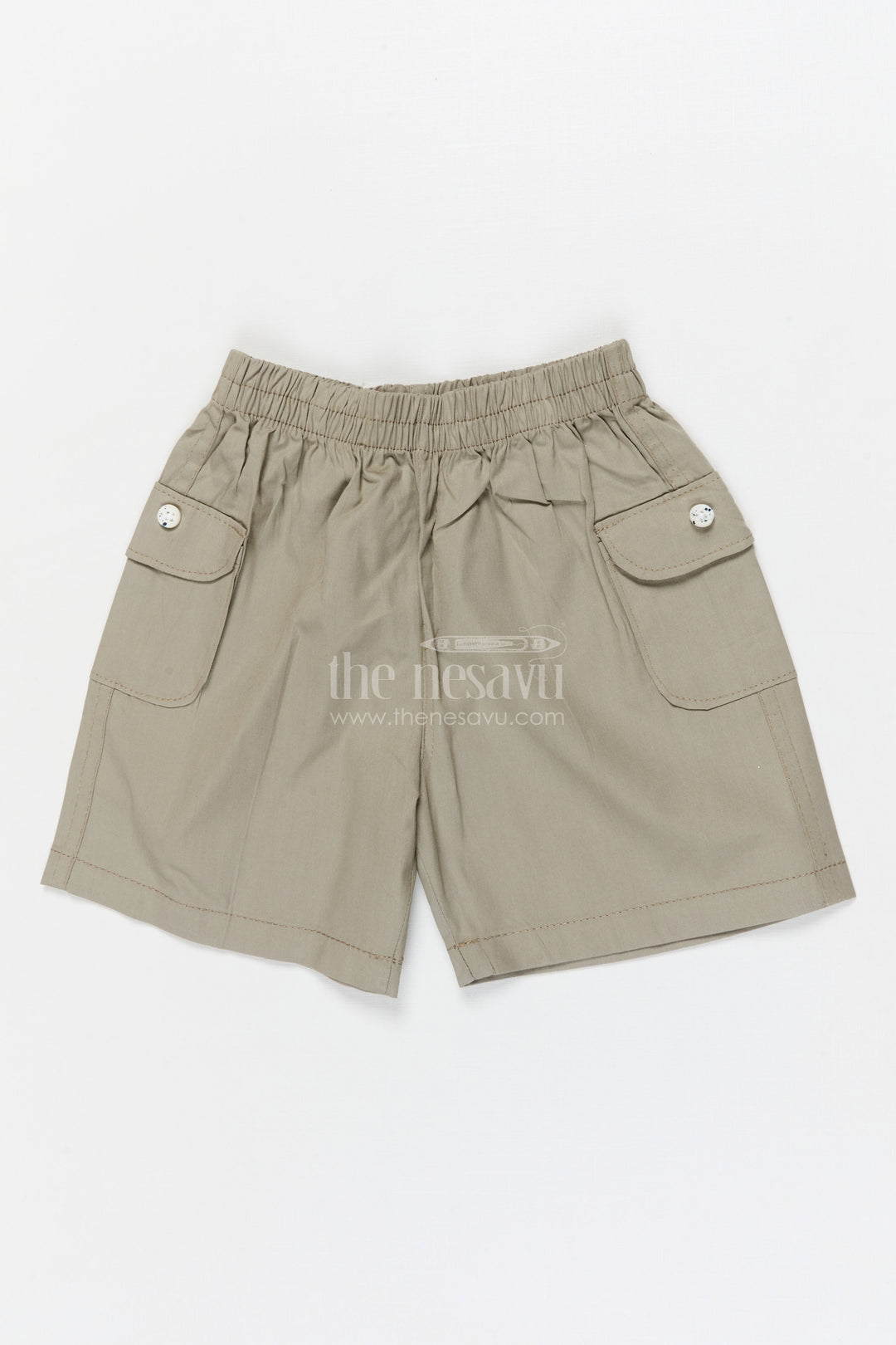 The Nesavu Boys Shorts Boys Elastic Waist Cotton Shorts with Flap Pockets for Everyday Comfort Nesavu 16 (1Y) / Green / Cotton BWS072A-16 Nesavu boys cotton shorts with elastic waist and flap pockets – great for school and summer play
