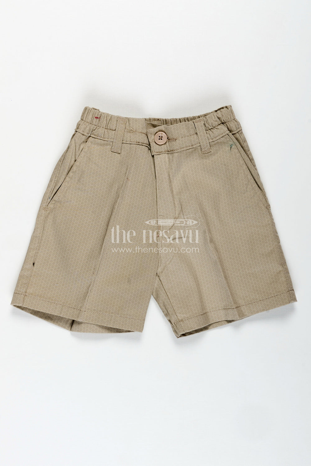 The Nesavu Boys Shorts Boys Elastic Waist Shorts in Cotton Blend with Relaxed Fit and Textured Finish for Everyday Wear Nesavu 24 (5Y) / Half white BWS064D-24 Nesavu Boys Cotton Blend Elastic Waist Shorts Textured Finish Functional Everyday Fit