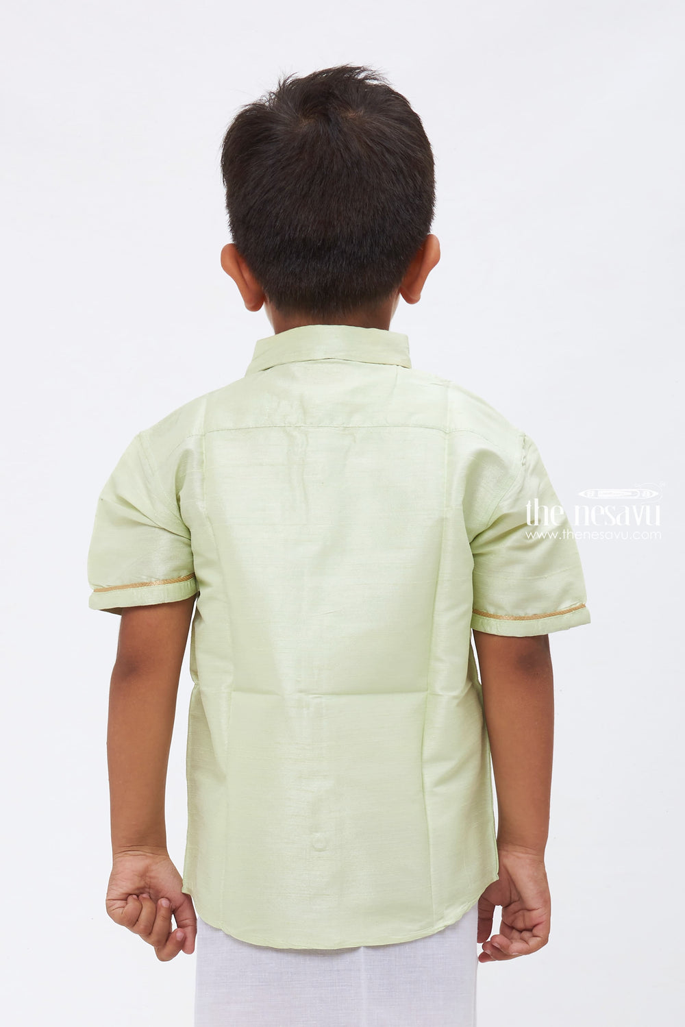 The Nesavu Boys Silk Shirt Boys Elegant Light Green Silk Shirt – Trendy Summer Collection Nesavu Boys Premium Light Green Silk Shirt - Summer Collection | The Nesavu