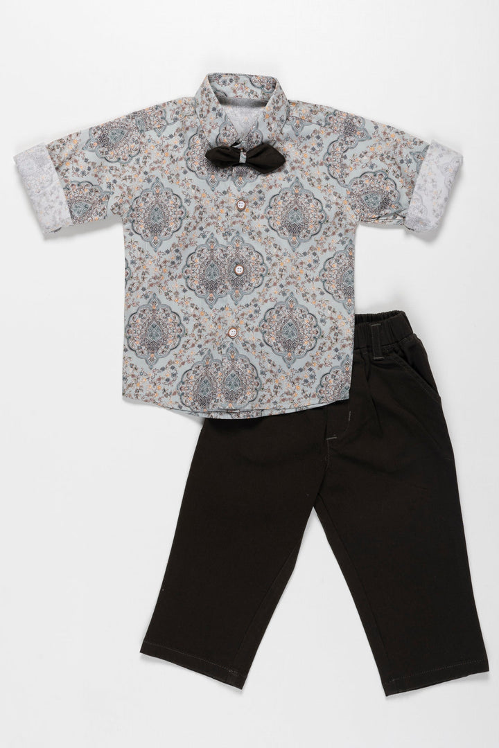 The Nesavu Boys Casual Set Boys Elegant Paisley Shirt with Trousers Set - Ideal for Eid and Ugadi Nesavu 10 (NB) / Green / Cotton BCS008B-10 Buy Boys Paisley Shirt and Trousers Set | Festive and Casual Wear | The Nesavu