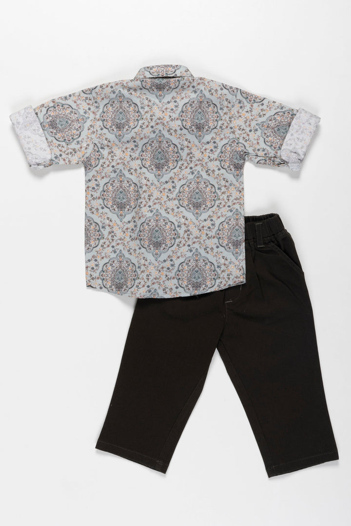 The Nesavu Boys Casual Set Boys Elegant Paisley Shirt with Trousers Set - Ideal for Eid and Ugadi Nesavu Buy Boys Paisley Shirt and Trousers Set | Festive and Casual Wear | The Nesavu