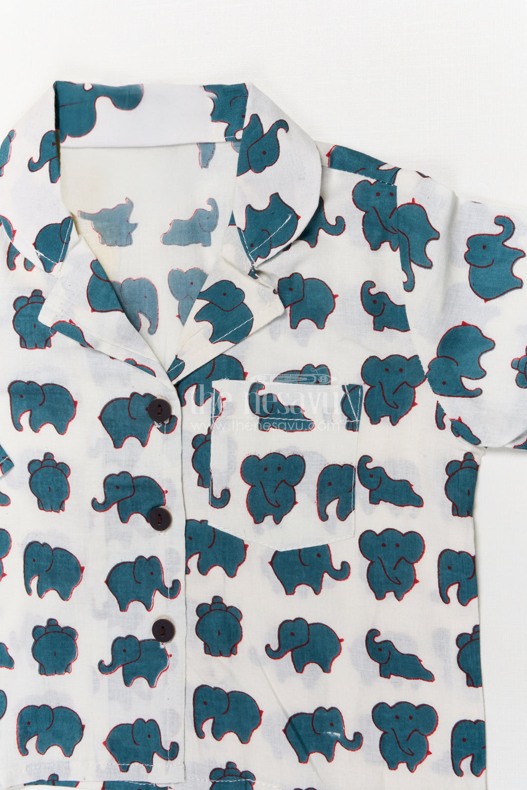 The Nesavu Night Dress Boys Elephant Print Cotton Nightwear Set for Bedtime Comfort Nesavu Nesavu boys cotton nightwear with elephant print – soft and breathable bedtime set for toddlers
