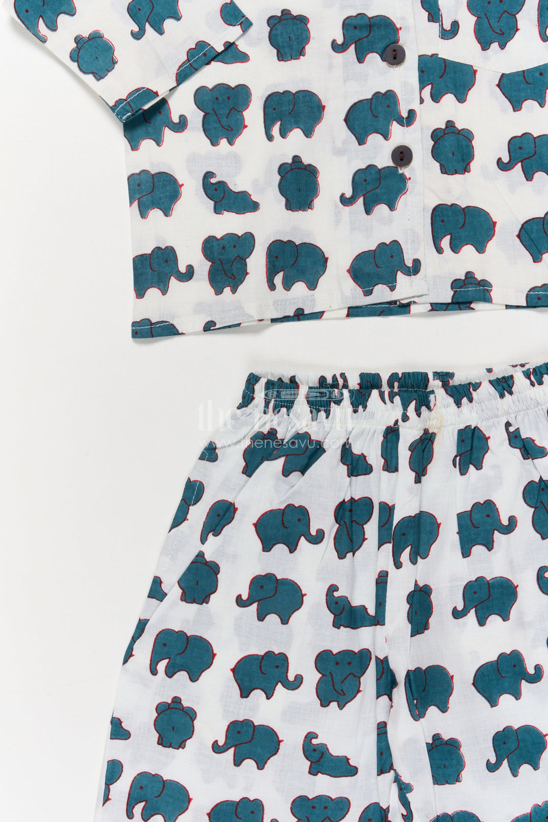 The Nesavu Night Dress Boys Elephant Print Cotton Nightwear Set for Bedtime Comfort Nesavu Nesavu boys cotton nightwear with elephant print – soft and breathable bedtime set for toddlers