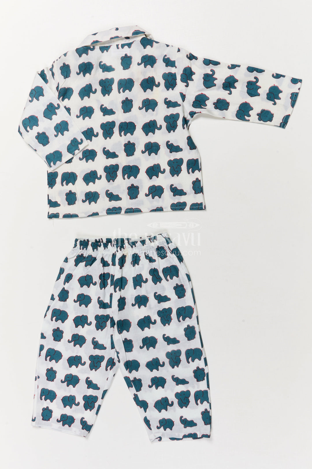 The Nesavu Night Dress Boys Elephant Print Cotton Nightwear Set for Bedtime Comfort Nesavu Nesavu boys cotton nightwear with elephant print – soft and breathable bedtime set for toddlers