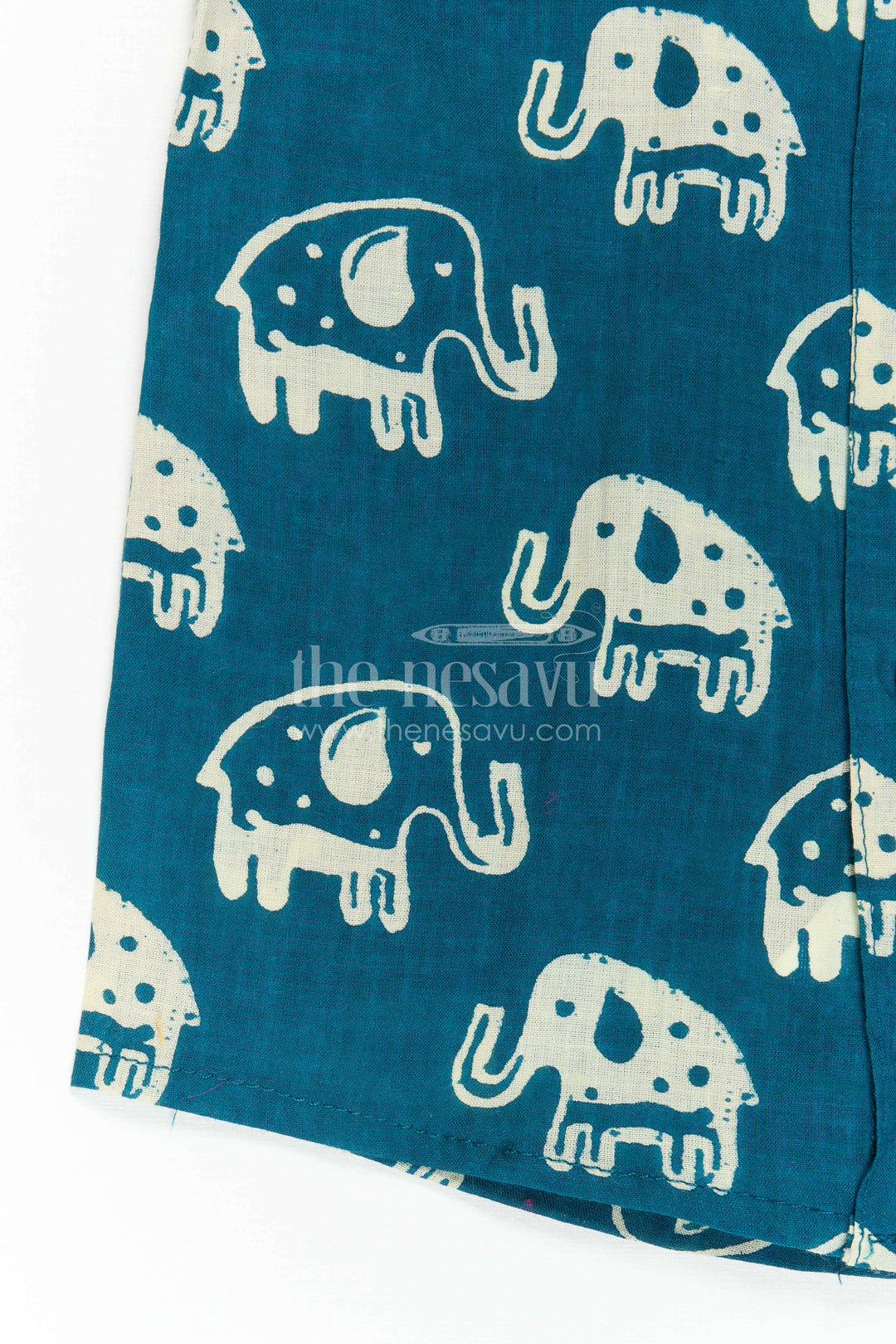 The Nesavu Boys Cotton Shirt Boys Elephant Print Cotton Shirt for Playful Casual Outings Nesavu Nesavu Boys Blue Cotton Shirt With Elephant Animal Print For Playful Casual Wear
