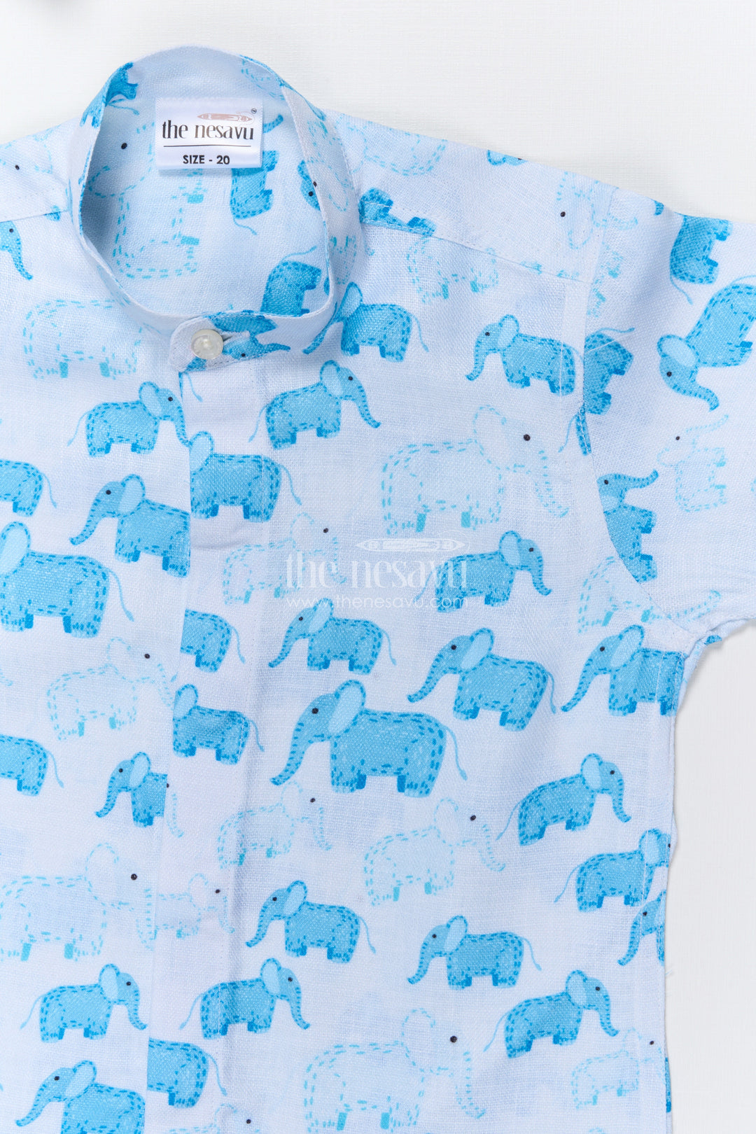 The Nesavu Boys Linen Shirt Boys Elephant Print Linen Shirt for Zoo Trips and Casual Wear Nesavu Nesavu boys elephant print linen shirt zoo visits summer outings casual everyday wear