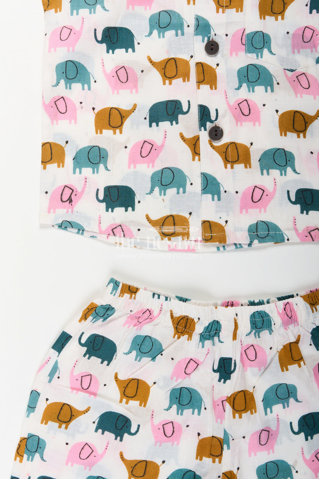 The Nesavu Boys Casual Set Boys elephant printed cotton set for everyday comfort Nesavu Nesavu boys cotton set multicolor elephant print  everyday co-ord outfit toddlers